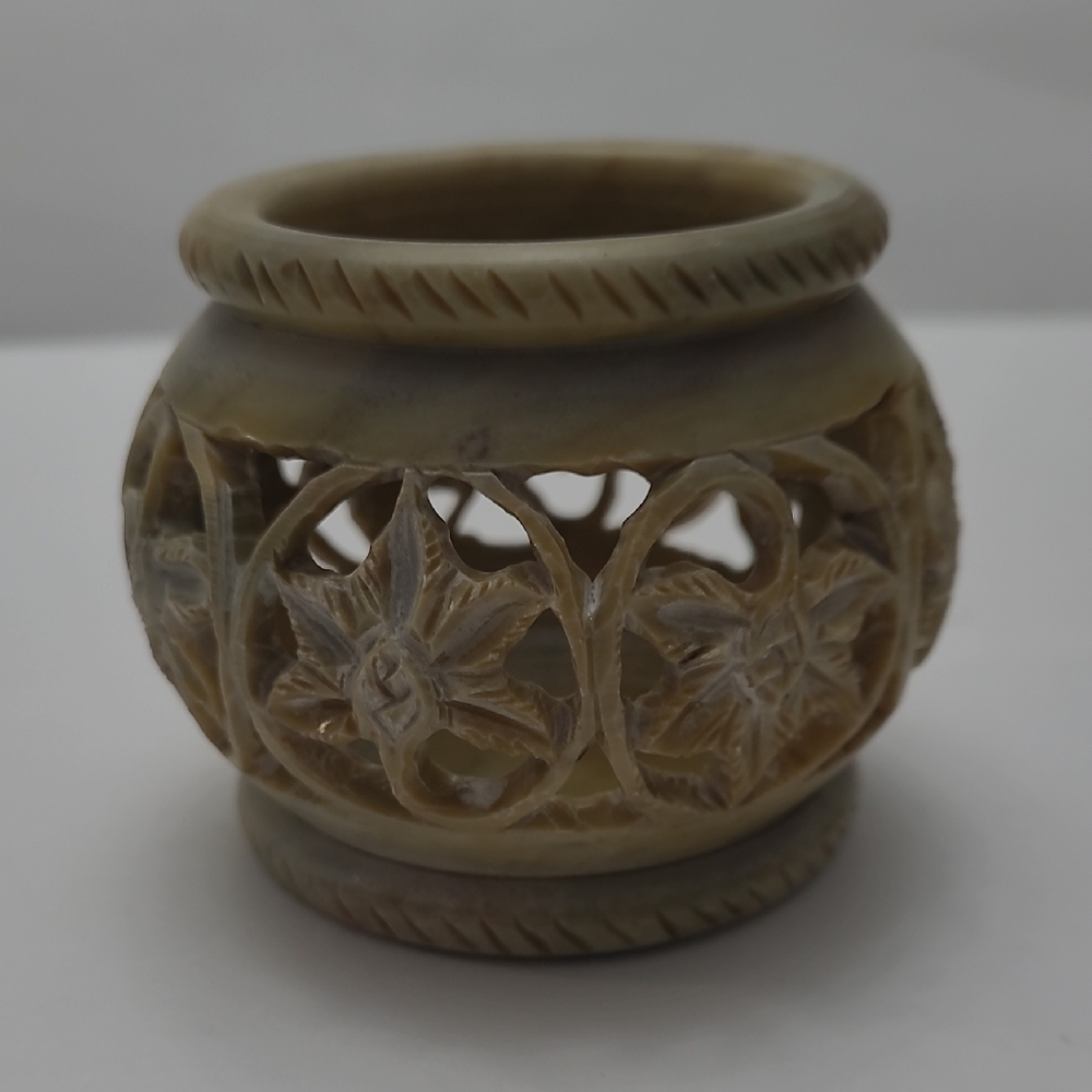 Carved Soapstone Candle Holder